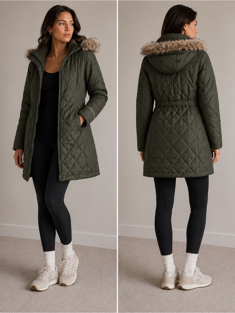 Eddie Bauer Women's Olive Puffer Coat